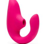 Womanizer Blend Rechargeable Silicone Vibrator with Clitoral Stimulator - Vibrant Pink