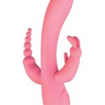 The Beat Trifecta Rechargeable Silicone Multifunction Rabbit Vibrator - Pink
