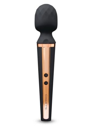 Coquette The Queen Wand Rechargeable Silicone Massager - Black/Gold