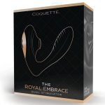 Coquette Royal Embrace Rechargeable Silicone Dual Vibrator with Clitoral Stimulator - Black/Gold