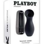 Playboy The Jet Set Sucking Rechargeable Silicone Clitoral Stimulator - Black