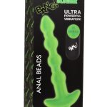 Bang! 28X Glow in the Dark Silicone Rechargeable Anal Beads with Remote - Green