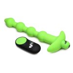 Bang! 28X Glow in the Dark Silicone Rechargeable Anal Beads with Remote - Green