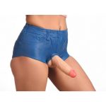 Strap U Booty Shorts Strap On Harness with Dildo 6in - Blue/Vanilla - Large