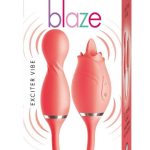 Blaze Exciter Rechargeable Silicone Dual Stimulating Vibrator - Coral