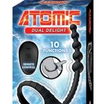 Atomic Dual Delight Rechargeable Silicone C-Ring and Anal Beads - Black