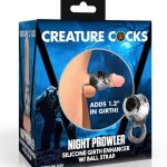 Creature Cocks Night Prowler Silicone Penis Sleeve and Ball Stretcher - Medium - Silver/Black