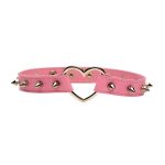 Master Series Spiked Heart Choker - Pink