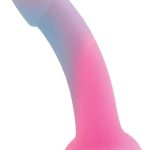 Cotton Candy Pound Cake Rechargeable Silicone Dong - Fuschia/Aqua