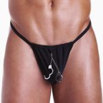 Fundies Hundcuff G-String With Toy Handcuffs - O/S - Black