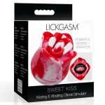 Lickgasm Sweet Kiss Kissing and Vibrating Rechargeable Silicone Clitoral Stimulator - Red/White Swirl