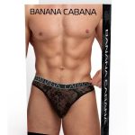 Banana Cabana Lace Nights Thong - Large/XLarge - Black