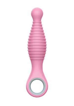 Rock Candy Sweet Cheeks Rechargeable Silicone Anal Vibrator - Pink/Gray