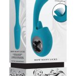 How Many Licks Rechargeable Silicone Vibrator with Clitoral Stimulator - Blue