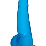 Blue Line Suction Cup Dildo with Balls 5.75in - Blue